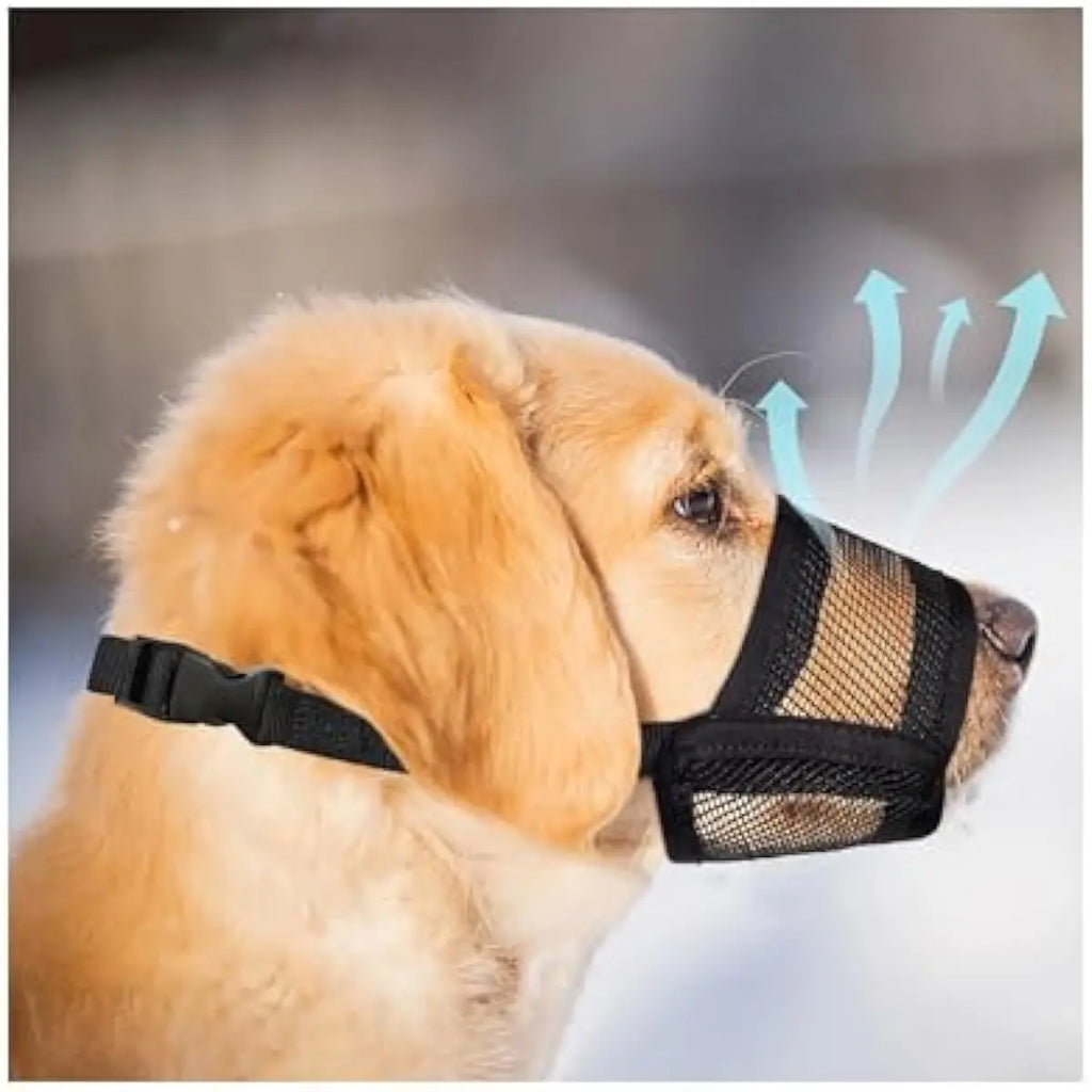 #Backtoschool Dog Muzzle for Varies Dogs - Air Mesh Muzzle for Varies Sized Dog | Adjustable No Bark Dogs Muzzles for Scavenging Licking & Chewing | Prevent Biting |,Back to School