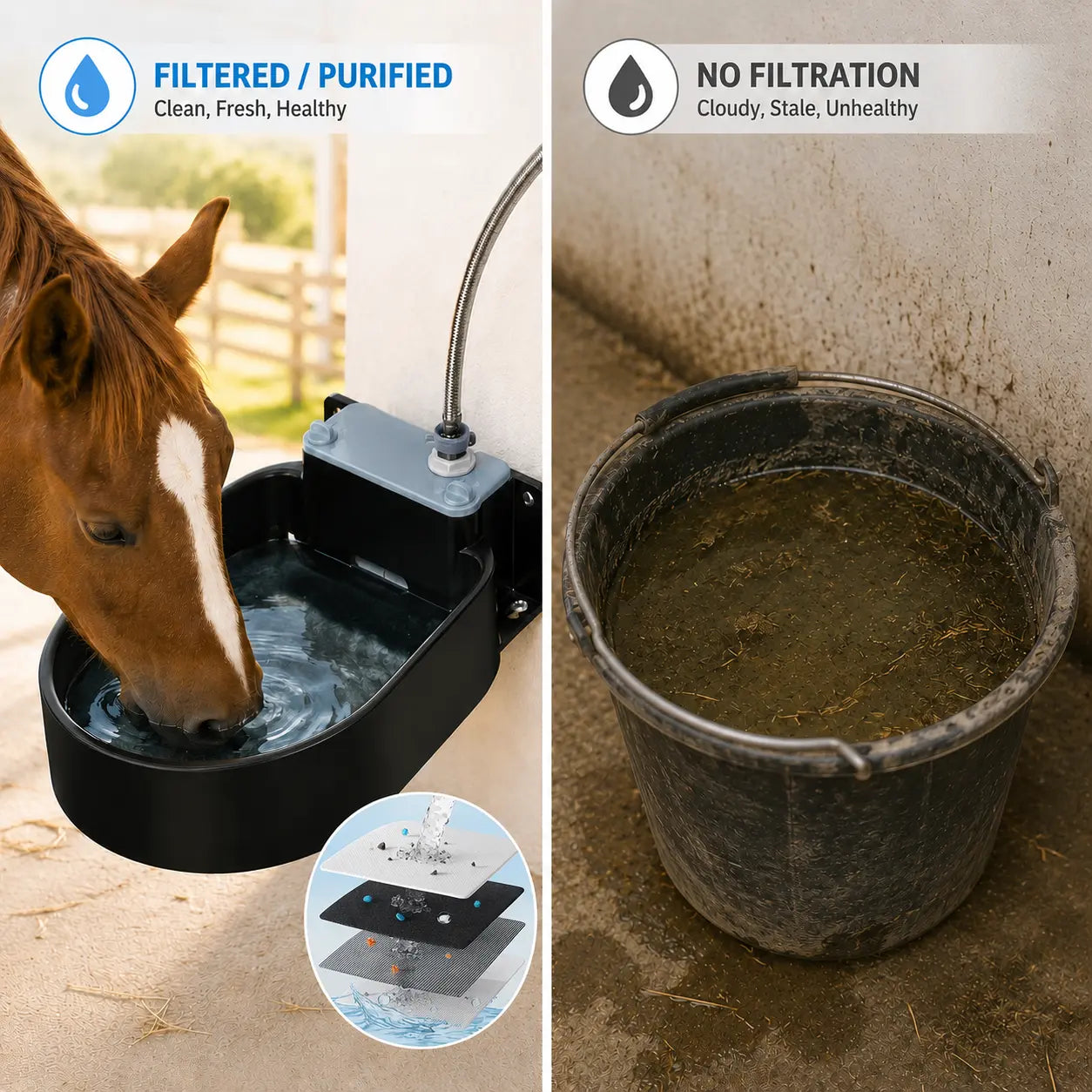 Farmparadise Automatic Water Dispenser for Dogs and Livestock, Featuring Float Valve, Filter, Hose, and Adapter - Ideal for Goats, Horses, and Chicken Coops