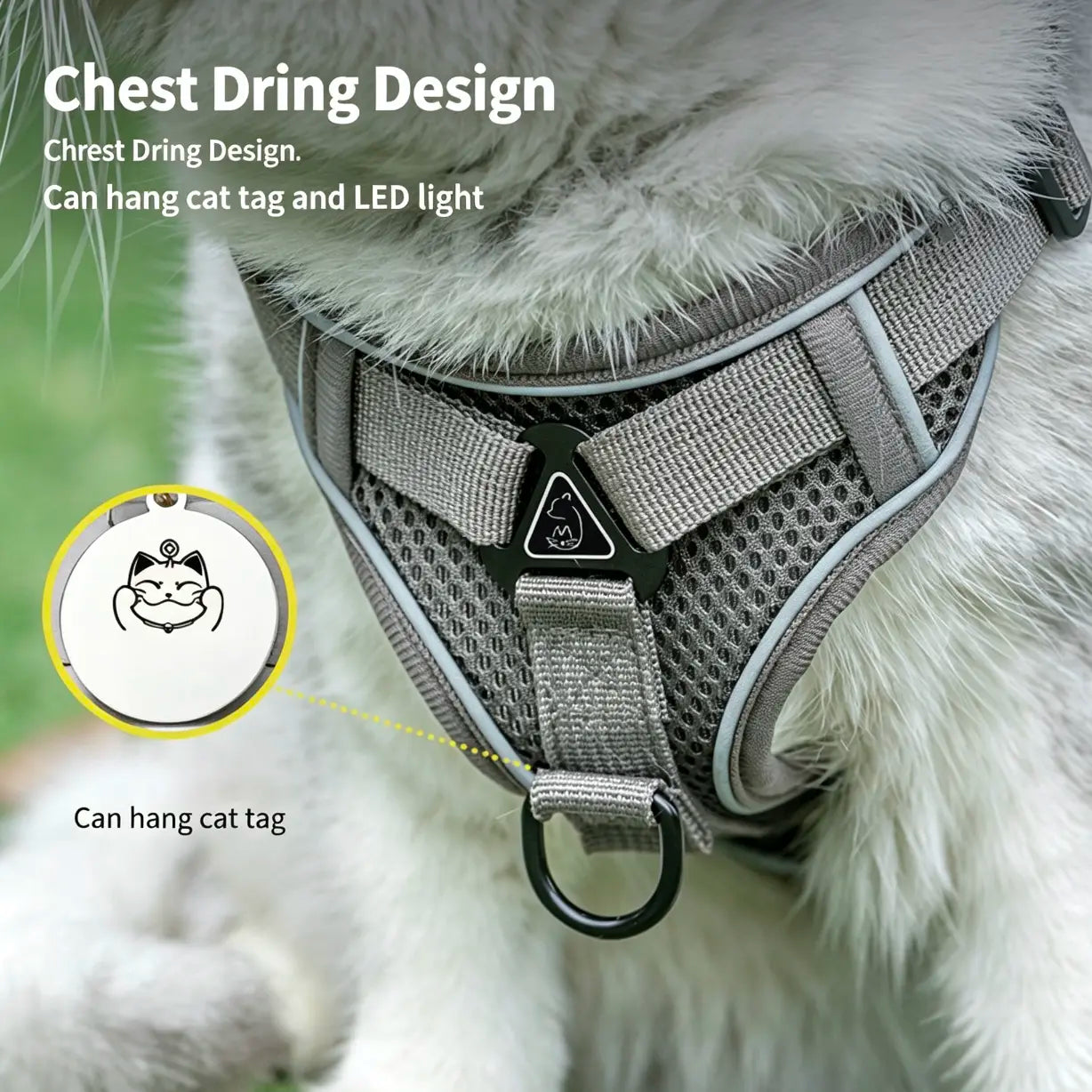 Escape-Proof Cat Harness and Leash Set - Adjustable Size with Breathable Materials, Reflective Strip, and Soft Mesh Vest for Safe Walking - Includes Summer Version