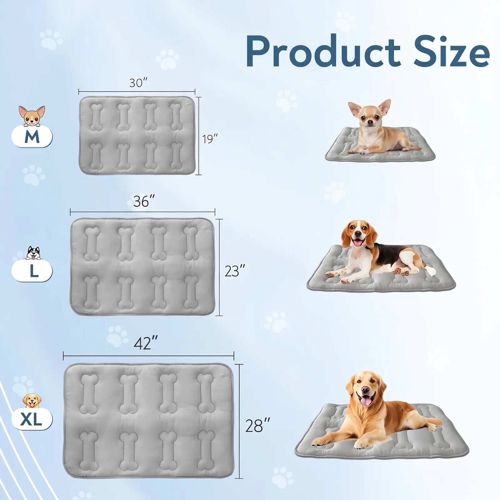 2-Pack Premium Extra Thick Dog Cooling Mats for Large Breeds, Soft and Durable Non-Slip Quilted Design, Washable and Portable for Indoor and Outdoor Use