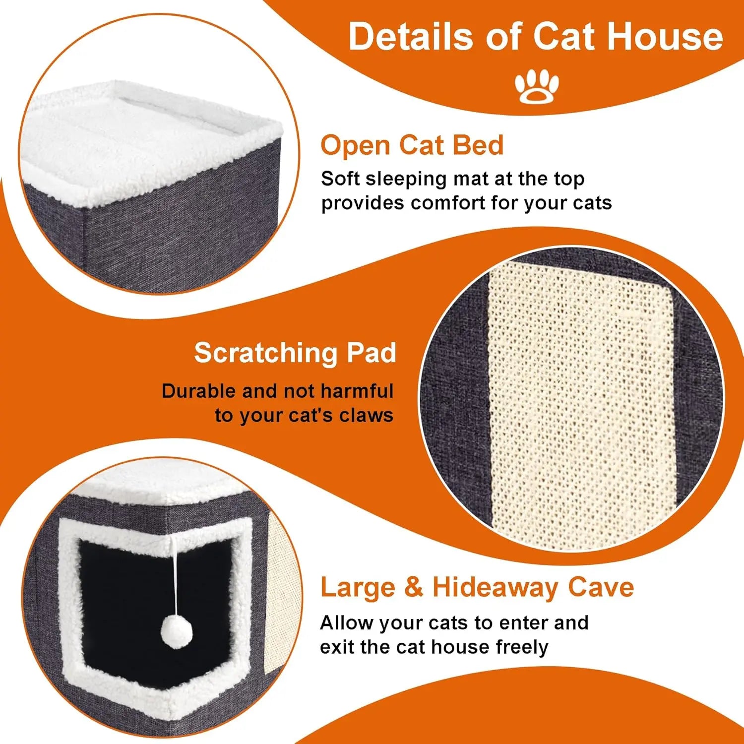ECMIKK Cozy Plush Cat Condo with Hanging Ball and Scratching Posts - Comfortable Pet Furniture for Cats and Dogs