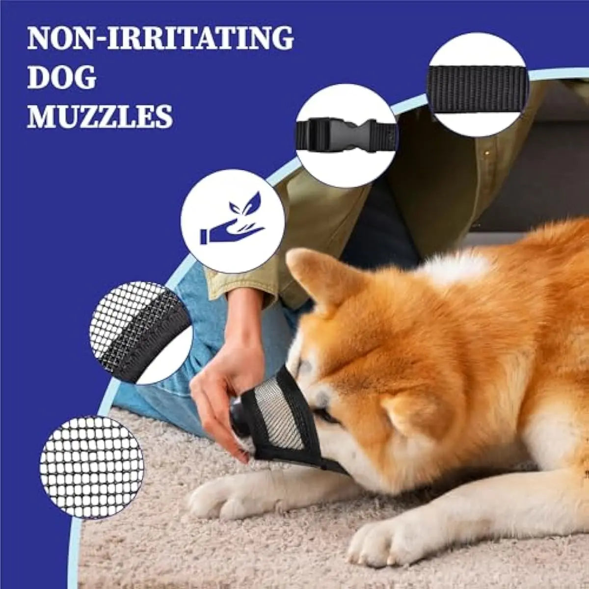 #Backtoschool Dog Muzzle for Varies Dogs - Air Mesh Muzzle for Varies Sized Dog | Adjustable No Bark Dogs Muzzles for Scavenging Licking & Chewing | Prevent Biting |,Back to School