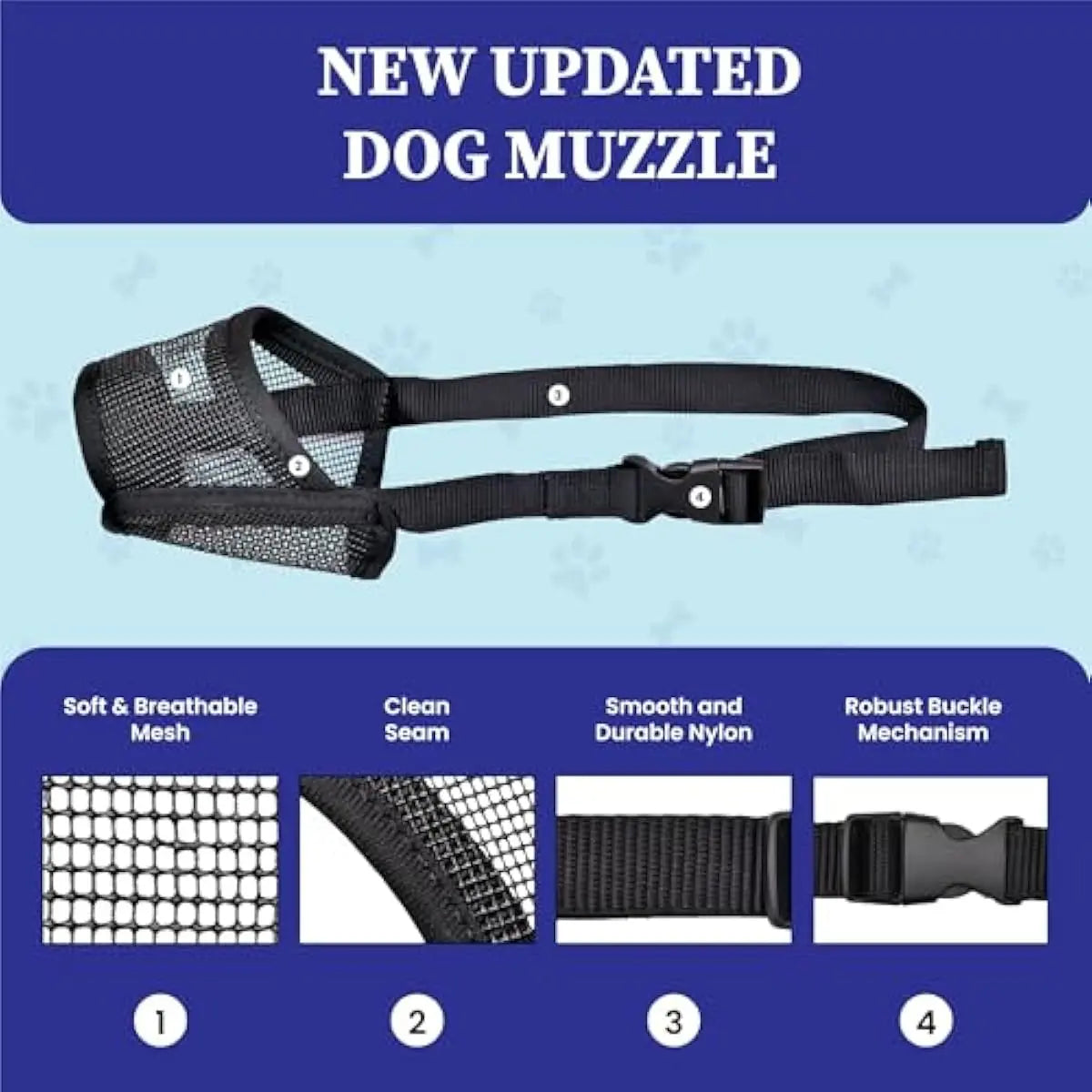 #Backtoschool Dog Muzzle for Varies Dogs - Air Mesh Muzzle for Varies Sized Dog | Adjustable No Bark Dogs Muzzles for Scavenging Licking & Chewing | Prevent Biting |,Back to School