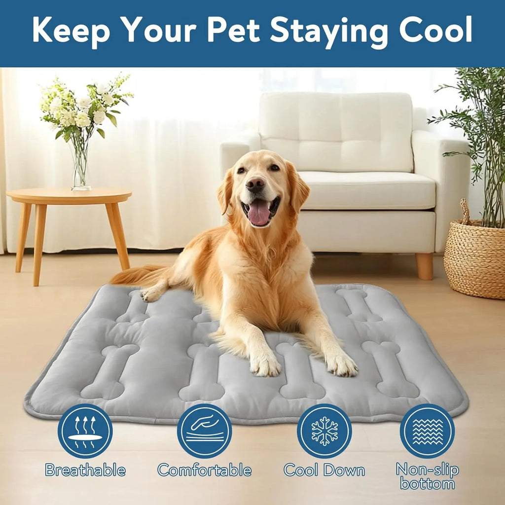 2-Pack Premium Extra Thick Dog Cooling Mats for Large Breeds, Soft and Durable Non-Slip Quilted Design, Washable and Portable for Indoor and Outdoor Use