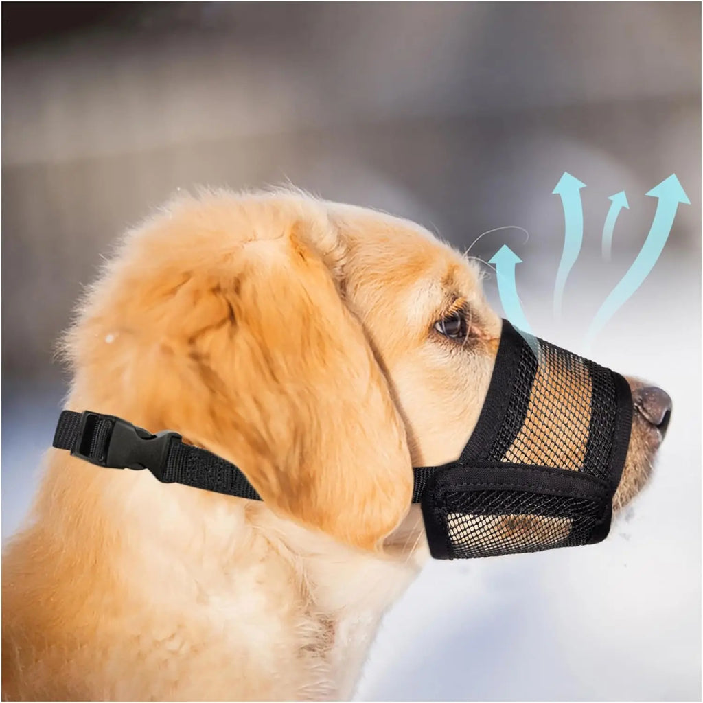 #Backtoschool Dog Muzzle for Varies Dogs - Air Mesh Muzzle for Varies Sized Dog | Adjustable No Bark Dogs Muzzles for Scavenging Licking & Chewing | Prevent Biting |,Back to School