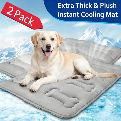 2-Pack Premium Extra Thick Dog Cooling Mats for Large Breeds, Soft and Durable Non-Slip Quilted Design, Washable and Portable for Indoor and Outdoor Use